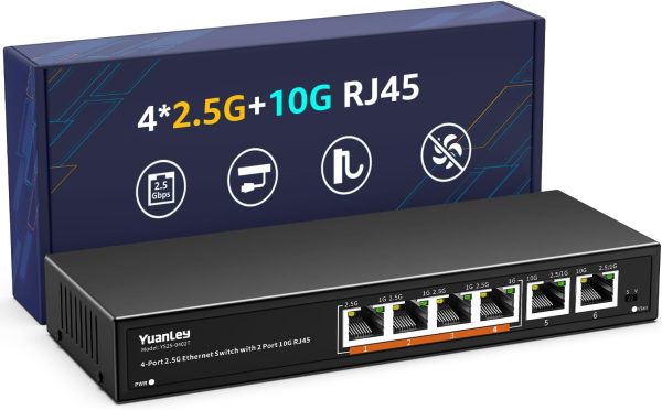 6 Port 10G Ethernet Switch, 4 x 2.5G, 2 x 10Gb