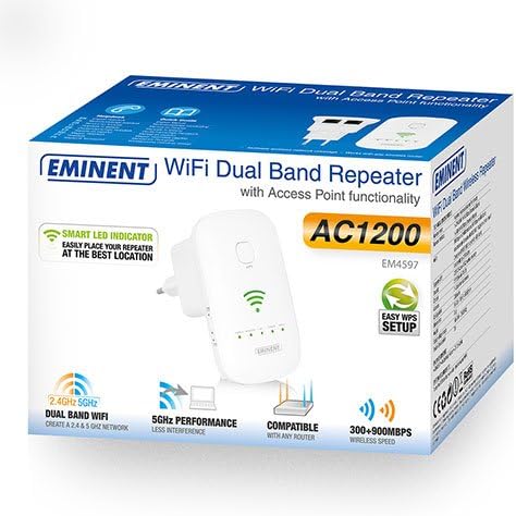 51TqluC1k8L._AC_ Eminent EM4597 Universal Wi-Fi AC1200 Repeater/Range Extender - Image 1